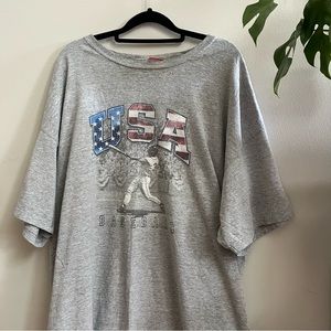Vintage Baseball T Shirt vtg USA America XXL Grey Tee